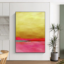 Load image into Gallery viewer, Gold - Pink Color - Block Abstract Painting, Ideal for Modern Living Room & Chic Dining Area LargeART2023