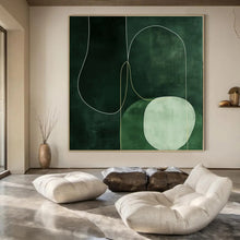 Load image into Gallery viewer, Green Geometric Abstract Art for Botanical - inspired Home Office & Zen - like Spa Waiting Room LargeART0951