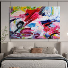 Load image into Gallery viewer, Colorful Expressive Abstract Painting with Pink, Blue, and Green for Playful Kids’ Room & Art Studio DKH297
