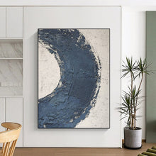 Load image into Gallery viewer, Oversized Blue Semi - Circular Textured Acrylic Art for Hallway & Minimalist Home LargeART0427