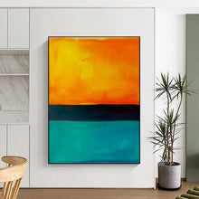 Load image into Gallery viewer, Orange, Black & Teal Color - Blocked Abstract, Ideal for Energetic Game Room & Bold Home Bar LargeART1949