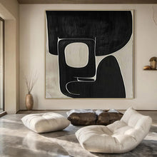 Load image into Gallery viewer, Intricate Black and White Shapes Abstract Canvas Painting, Great for Modern Studio & Art - Inspired Entryway LargeART1107