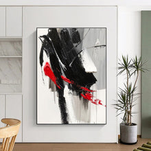 Load image into Gallery viewer, Custom Large Dramatic Black - Red Strokes Art - Ideal for Avant - Garde Gallery & Intimate Dining Room LargeART0787