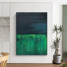Load image into Gallery viewer, “Dark Green and Blue Layers” - Green, Blue Abstract Art on Canvas DKH1201