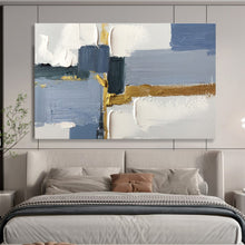 Load image into Gallery viewer, Blue - Gray and Gold Abstract Painting for Modern Living Room & Luxury Office DKH311