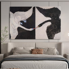 Load image into Gallery viewer, Black and White Swans Abstract Painting for Elegant Dining Room & Art - Filled Hallway DKH125