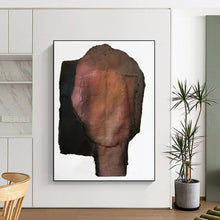 Load image into Gallery viewer, Mixed - Media Abstract Head Art, Dark - Toned Textured Collage for Edgy Studio & Dramatic Living Room LargeART2227