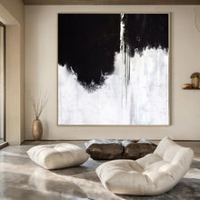 Load image into Gallery viewer, Monochrome Drip Abstract Canvas Painting, Suited for Dramatic Dining Room & Contemporary Office LargeART1146