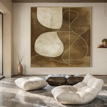 Load image into Gallery viewer, Brown and White Geometric Abstract Art for Mid - century Modern Living Room & Sophisticated Office Lounge LargeART0941