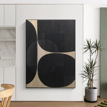 Load image into Gallery viewer, Black and Beige Circular Forms Acrylic Art - Suited for Contemporary Gallery & Industrial - chic Dining Room LargeART0595