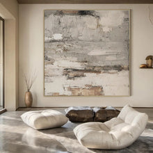 Load image into Gallery viewer, Neutral Textured Abstract with Patches Art for Industrial - style Apartment & Rustic Art Studio LargeART0973