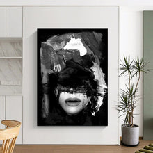 Load image into Gallery viewer, Abstract Face in Black & White – Bold Mixed - Media Portrait DTP232
