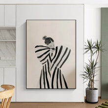 Load image into Gallery viewer, Black - White Abstract Intimate Moment Painting, Suited for Cozy Bedroom & Calming Meditation Space LargeART2038