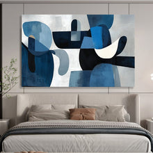 Load image into Gallery viewer, Hand - painted Blue and Gray Abstract Forms Acrylic Art for Calming Bedroom Retreats LargeART1713