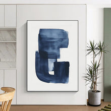 Load image into Gallery viewer, Custom Large Blue Brushstroke Art - Great for Nautical - Themed Nursery & Coastal Office LargeART0749