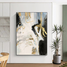 Load image into Gallery viewer, Oversized Gray and Gold Abstract Splash Acrylic for Luxury Spa & High - End Art Salon LargeART0363