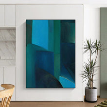Load image into Gallery viewer, Geometric Abstract Art, Layered Blue Tones for Sophisticated Study & Coastal - Themed Hallway LargeART2255