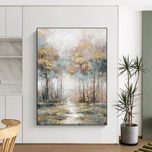 Load image into Gallery viewer, “Misty Forest Path” - Dreamy Woodland Landscape Art on Canvas DKH1433