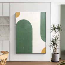 Load image into Gallery viewer, “Green Arches with Golden Accents” - Green, Gold Abstract Art on Canvas DKH1170