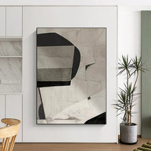 Load image into Gallery viewer, Gray - Black Geometric Collage Acrylic Art - Ideal for Industrial Art Gallery & Modern Loft LargeART0558