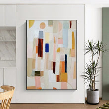 Load image into Gallery viewer, “Colorful Abstract Blocks” - Pastel Pink, Blue, Yellow, Green Abstract Art on Canvas DKH1113