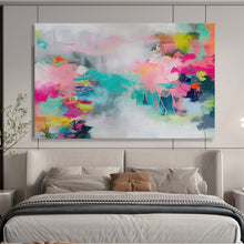 Load image into Gallery viewer, Hand - painted Pastel & Bright Abstract Fusion Acrylic Art for Trendy Teen Bedrooms LargeART1682