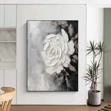Load image into Gallery viewer, Gray & White Floral Abstract Art, Perfect for Romantic Bedroom & Sophisticated Dining Room LargeART2104