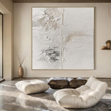 Load image into Gallery viewer, Oversized Hand - painted Textured White Cracked Plaster Acrylic Art for Industrial - Style Hallways LargeART0149