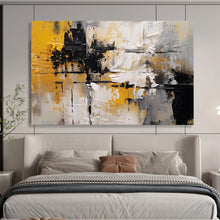 Load image into Gallery viewer, Bold Yellow, Black, and White Abstraction Abstract acrylic painting DLZ085