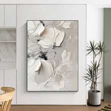 Load image into Gallery viewer, Oversized Textured White Floral Art for Elegant Bedroom & Chic Boutique LargeART0517
