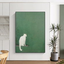Load image into Gallery viewer, Minimalist White Cat Abstract Art, Perfect for Calming Nursery & Nature - Inspired Bathroom LargeART1937
