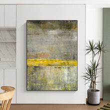 Load image into Gallery viewer, Gray & Yellow Abstract Art, Suited for Industrial - Style Loft & Modern Office LargeART2294