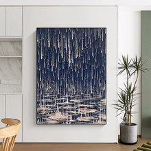 Load image into Gallery viewer, “Rainy Night Abstract” - Blue, Grey, White Abstract Art on Canvas DKH1325