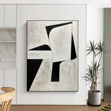 Load image into Gallery viewer, Black and White Geometric Forms Acrylic Art - Perfect for Minimalist Hallway & Contemporary Office LargeART0671