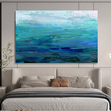 Load image into Gallery viewer, Blue Abstract Sea Painting On Canvas DKH377