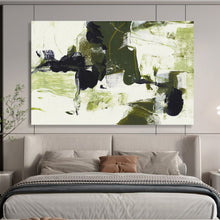 Load image into Gallery viewer, Green And Black Abstract Painting On Canvas DKH444