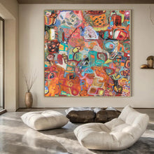 Load image into Gallery viewer, Colorful Abstract Collage Canvas Painting, Perfect for Eclectic Living Room & Creative Office LargeART1169