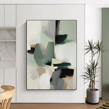 Load image into Gallery viewer, Large Soft Green and Gray Abstract - Great for Bohemian Café & Nature - Loving Office LargeART0746