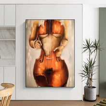 Load image into Gallery viewer, “Cello - Shaped Figure” - Surrealist Figurative Art on Canvas DKH1648