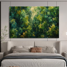 Load image into Gallery viewer, Green Forest “Sunlit Glade” Painting on Canvas, Nature - Inspired Wall Art DKH811