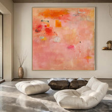 Load image into Gallery viewer, Pink - Orange Abstract Composition Painting, Suited for Bohemian Bedroom & Vibrant Creative Studio LargeART1379