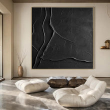 Load image into Gallery viewer, Black Textured Abyss Acrylic Art, Ideal for Modern Gothic Living Room & Dramatic Home Theater LargeART1069