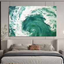 Load image into Gallery viewer, Swirling Turquoise Ocean Wave Abstract acrylic painting DLZ064