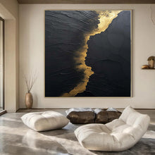 Load image into Gallery viewer, Grand Hand - painted Black & Gold Textured Acrylic Art for Luxe Hallways LargeART0167