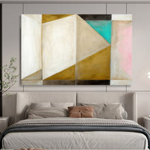 Load image into Gallery viewer, Geometric Abstract in Gold & Pastels - Chic Living Room Art LargeART1534