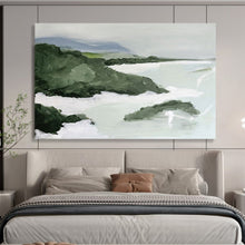 Load image into Gallery viewer, Green Coastal Landscape Abstract Painting on Canvas - “Seaside Calm” DKH603