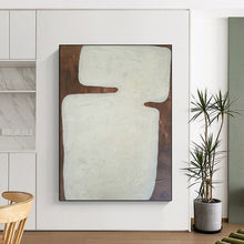 Load image into Gallery viewer, “White on Brown” - Textured Abstract Form Art, Abstract Painting on Canvas DKH1082