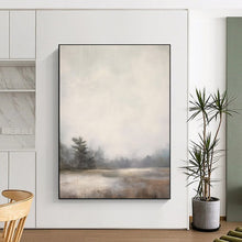 Load image into Gallery viewer, Gray - Beige Abstract Misty Lake Scene, Ideal for Rustic Cabin Living Room & Calming Bedroom LargeART2058