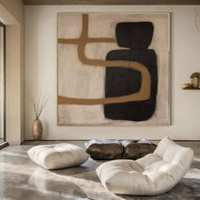 Load image into Gallery viewer, Brown & Black Abstract Canvas Painting, Great for Rustic - Modern Living Room & Art - Filled Hallway LargeART1301