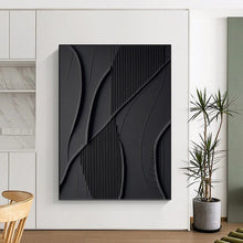 Load image into Gallery viewer, “Black Abstract Relief” - Modern Textured Art on Canvas DKH1465